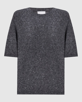 Allude Серый топ из кашемира и шелка с пайетками 26577103
