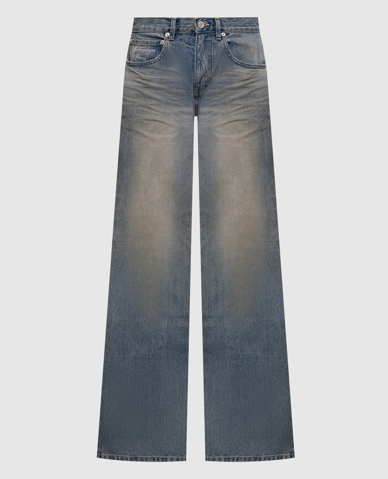 

Синие джинсы с винтажным эффектом, Синий, Широкие джинсы