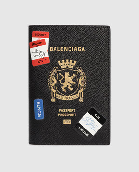Balenciaga Черная кожаная обложка для паспорта с логотипом 7877422AB45