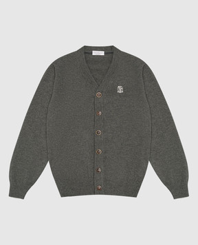 Brunello Cucinelli Дитячий сірий кардиган з кашеміру B22M10016B