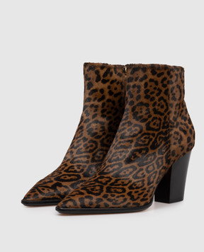 Santoni Коричневі шкіряні ботильйони в анімалістичний принт WTWO71845HI3NVND