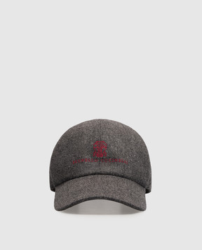 Brunello Cucinelli Серая кепка из шерсти с вышивкой логотипа M038P9850