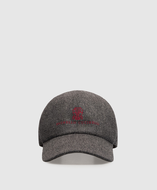 Brunello Cucinelli Серая кепка из шерсти с вышивкой логотипа M038P9850