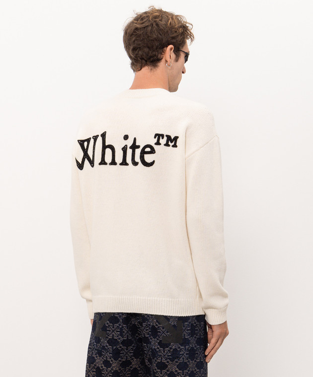 Off-White Свитер цвета айвори с шерстью 44MHE20QF26K001 изображение 4