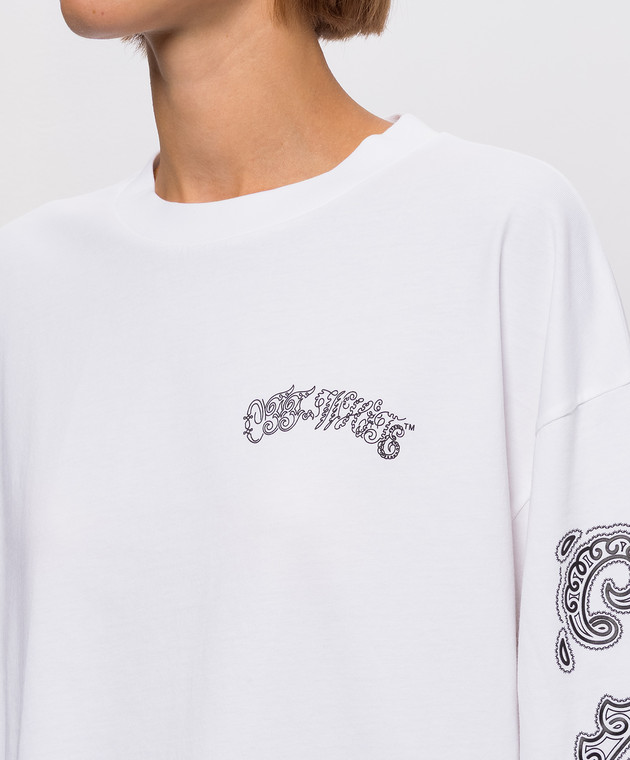 Off-White Белый лонгслив Paisley Diags 2FB00426T изображение 5