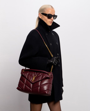 Saint Laurent Бордовая кожаная сумка-мессенджер PUFFER 5774751EL07