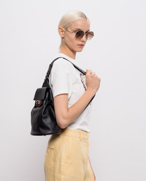 Max Mara Черная кожаная сумка-слинг Margaux MXAMARGAUXBPS