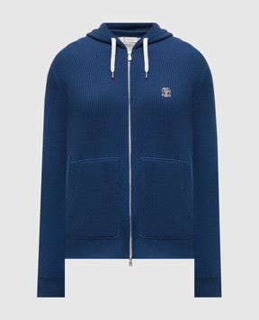 Brunello Cucinelli Синяя спортивная куртка с вышивкой логотипа эмблемы M29200416G