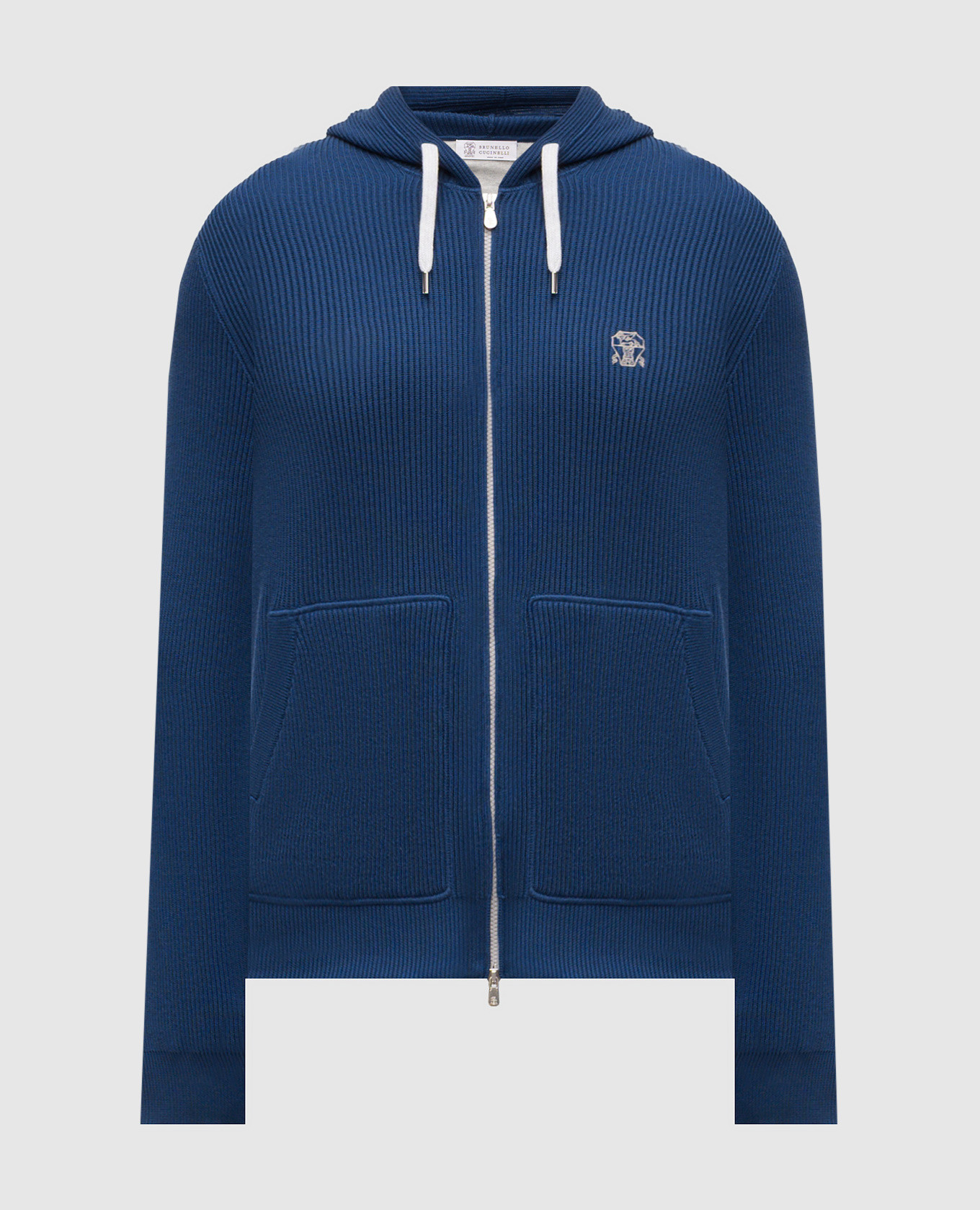 Синяя спортивная куртка с вышивкой логотипа эмблемы