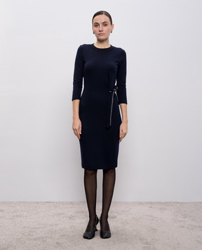 Peserico Синя сукня з вовною з ланцюжком моніль S02064J07551A