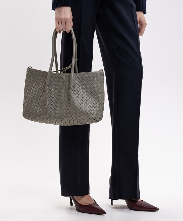 Bottega Veneta Сіра шкіряна сумка-тоут Pinacoteca 854371V5AG1 зображення 2