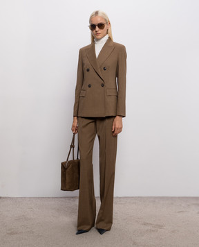 Max Mara Коричневі штани CAMBUSA з вовни в смужку MSTCAMBUSA