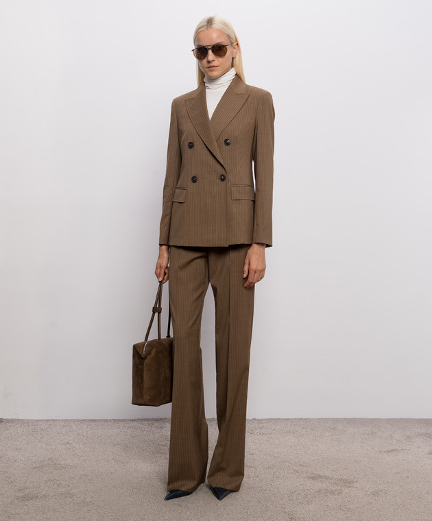 Max Mara Коричневые брюки CAMBUSA из шерсти в полоску MSTCAMBUSA изображение 2