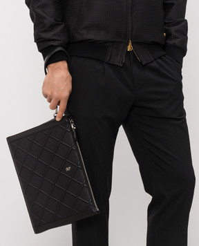 Stefano Ricci Чорний шкіряний клатч з монограмою логотипа PP428RRPMRVH