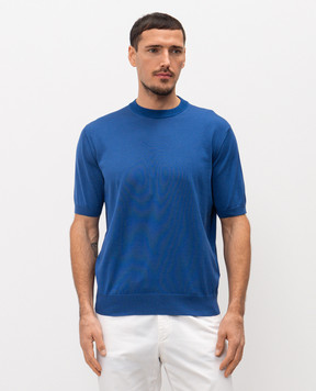 Stefano Ricci Синяя футболка из шелка K616006G12F26102