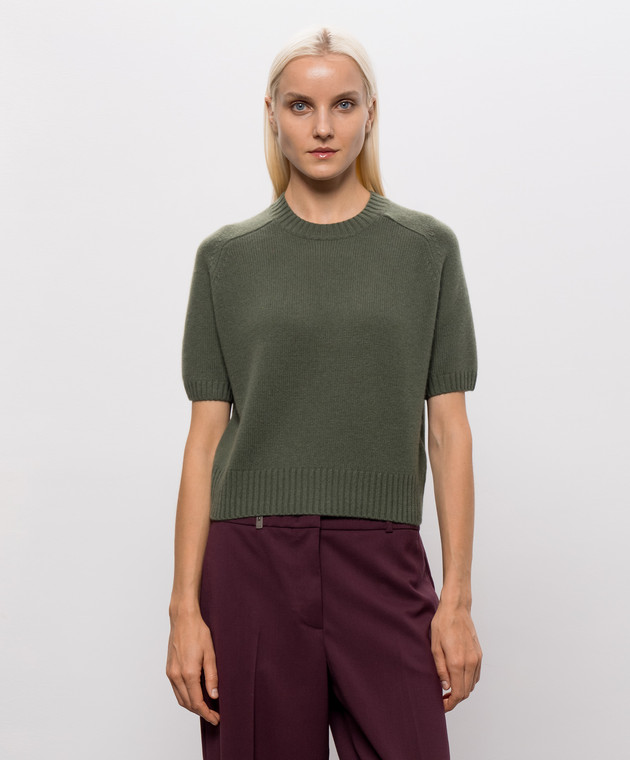 Allude Зеленый свитер с короткими рукавами из кашемира 26511152 изображение 3