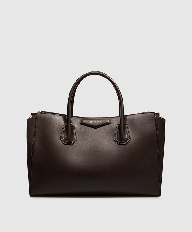 Givenchy Коричневая кожаная сумка Antigona Catchall BB518KB2HF