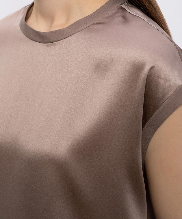 Brunello Cucinelli Бежевий топ із шовку M0C59EH500 зображення 5