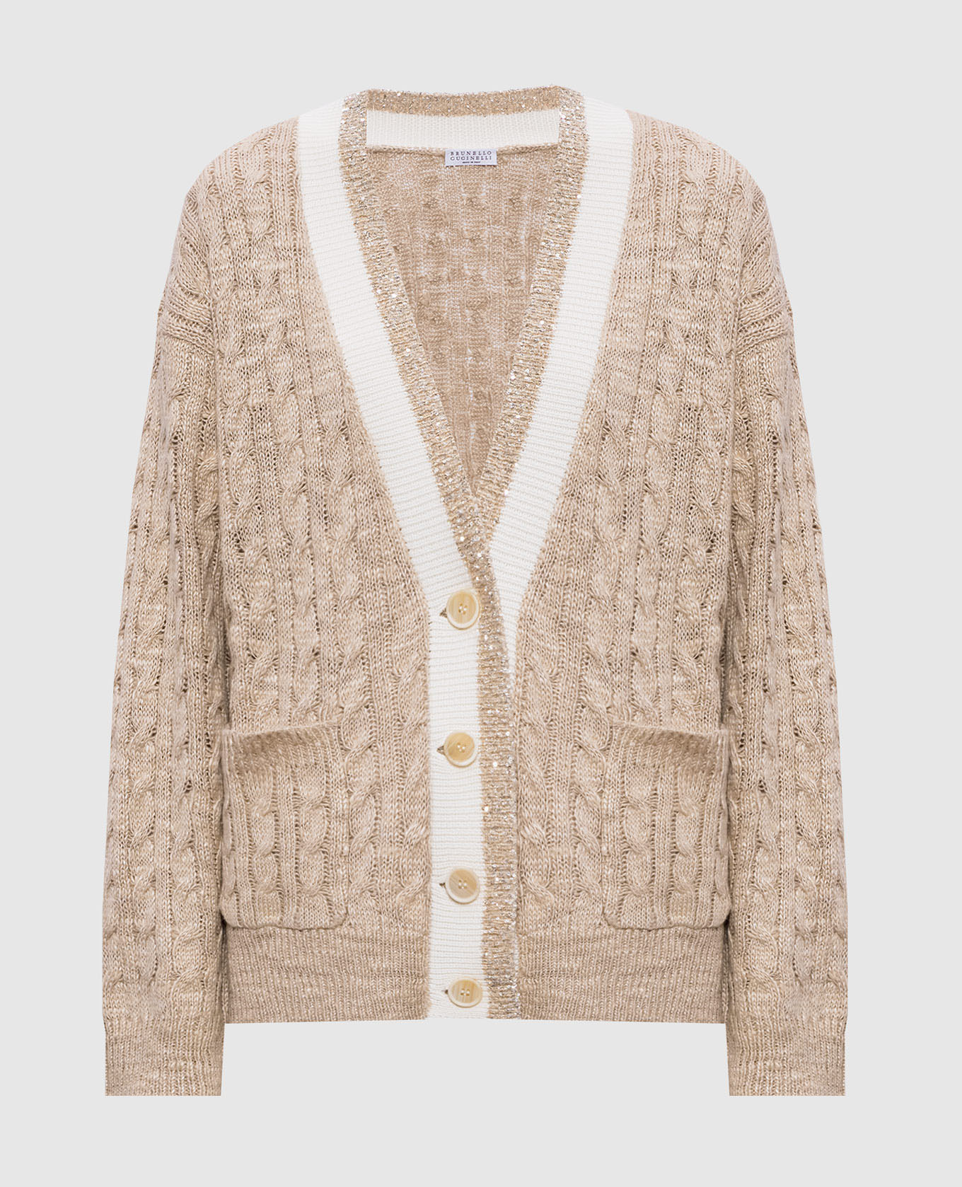 

Бежевый кардиган с коноплями и шелком, Кардиганы