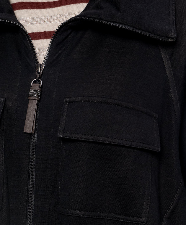 Brunello Cucinelli Черная спортивная куртка с шелком MP828B2B06 изображение 5
