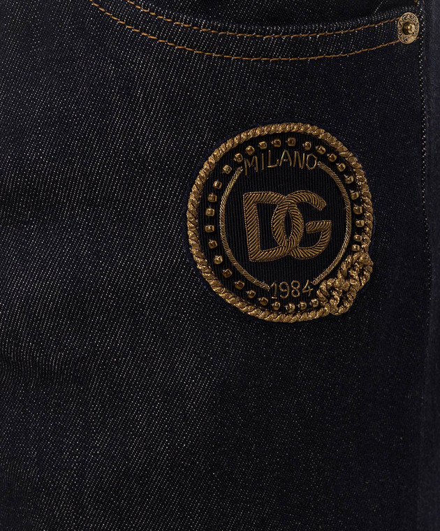 Dolce&Gabbana Синие джинсы с брендовой аппликацией DG GY07CZG8PF6 изображение 5