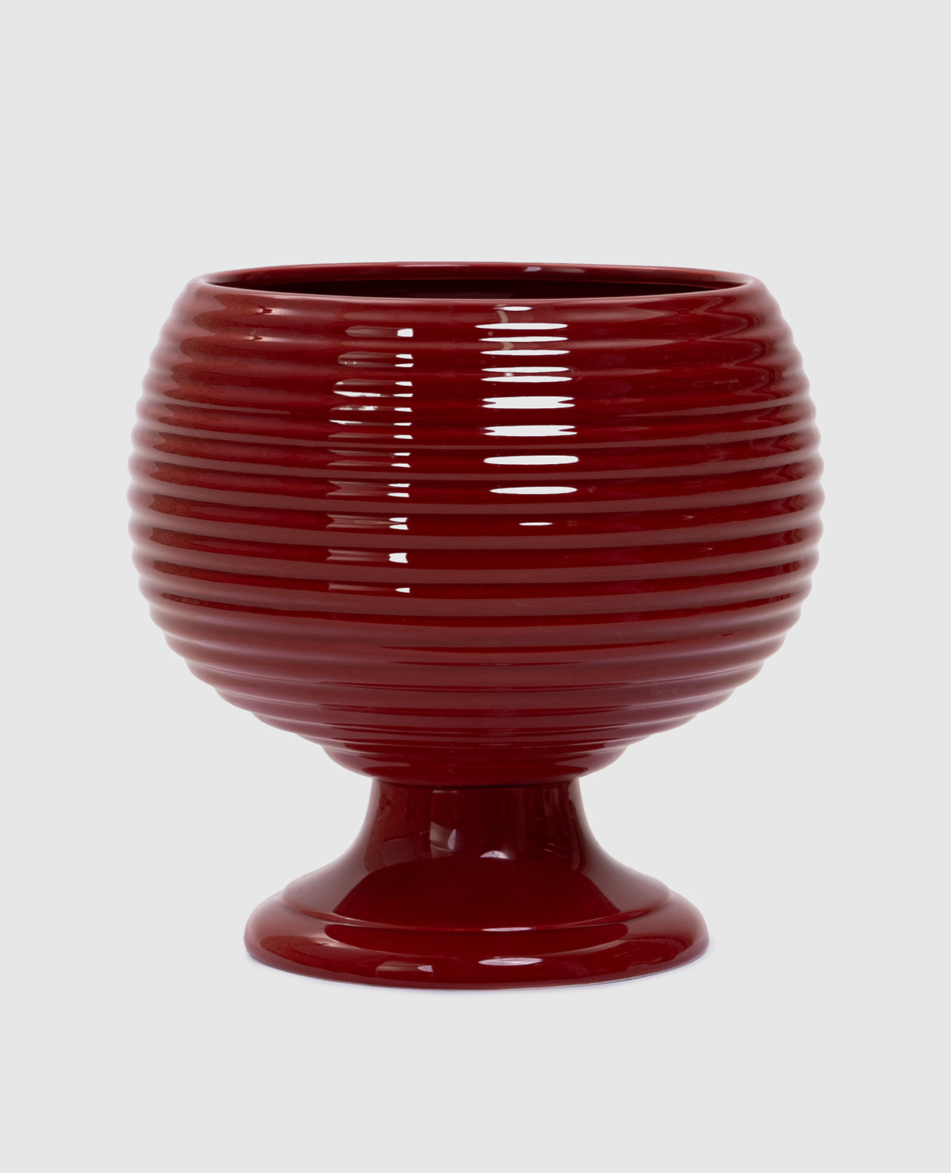 

Красное кашпо из керамики, Красный, Декор