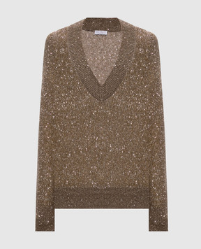 Brunello Cucinelli Коричневый пуловер с шерстью MPN568202