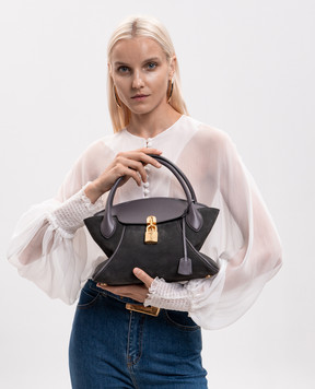 Balmain Сіра замшева сумка Pulse Day з тисненням логотипа HN1DA067LTXC