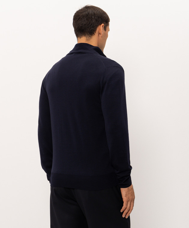 Canali Кардиган з вовни синього кольору MK01149C0022 зображення 4