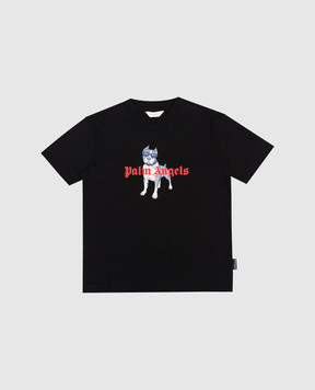Palm Angels Дитяча чорна футболка з брендовим принтом PBAA003S26JER008
