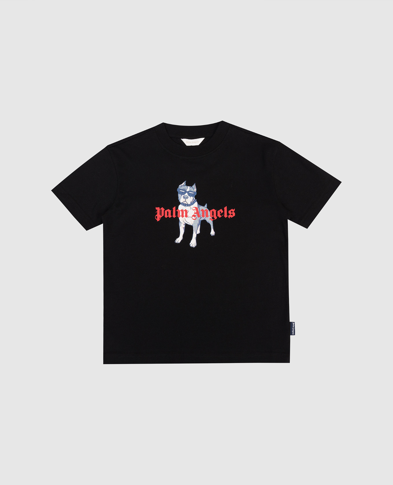 Детская черная футболка с брендовым принтом