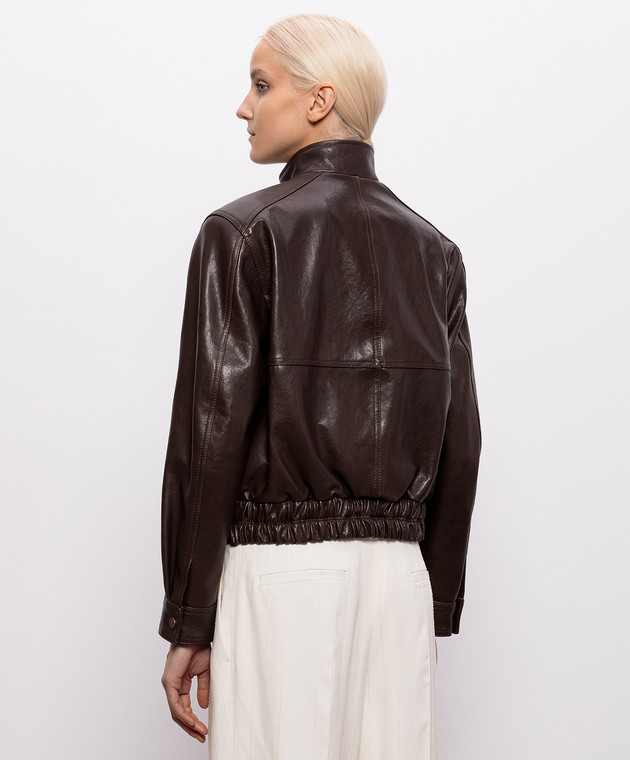 Babe Pay Pls Коричневая кожаная укороченная куртка 2508LUKAS изображение 4