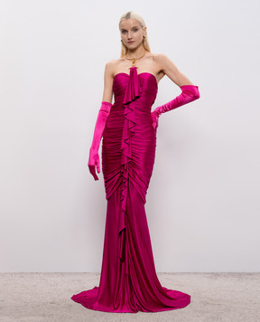 Balmain Розовое платье-бюстье с драпировкой GF1RM370JK74