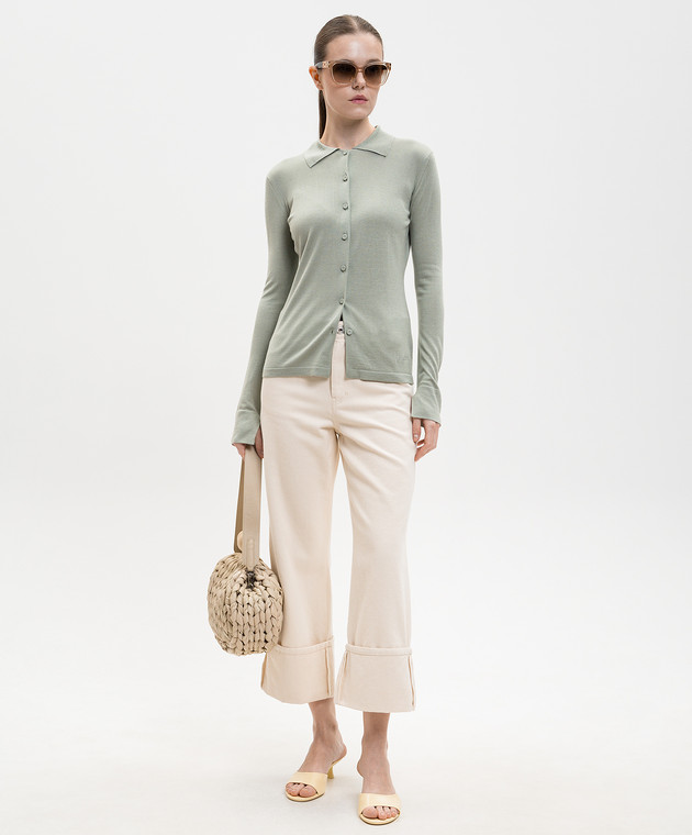 Max Mara Зеленый кардиган FLASH из шелка и кашемира MXPFLASH изображение 2