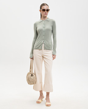 Max Mara Зеленый кардиган FLASH из шелка и кашемира MXPFLASH