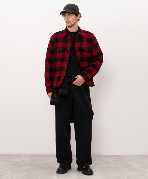 Vetements Красная куртка в стиле рубашки из шерсти в клетку MH27SH066RCm изображение 2