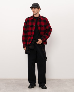 Vetements Червона куртка в стилі сорочки з вовни в клітинку MH27SH066RCm