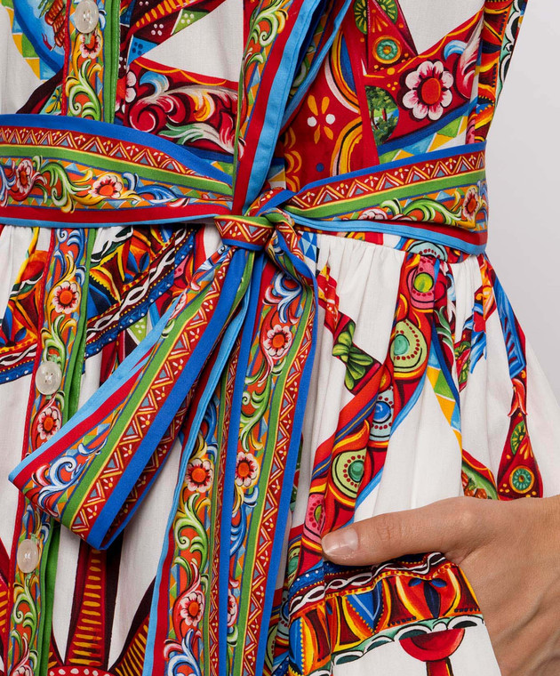 Dolce&Gabbana Белое платье-рубашка в принт F6JFNTGDDTF изображение 4