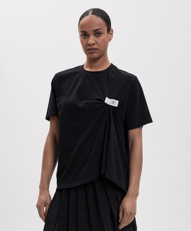 Maison Margiela MM6 Черная футболка с нашивкой логотипа S52NF0018M20048 изображение 3