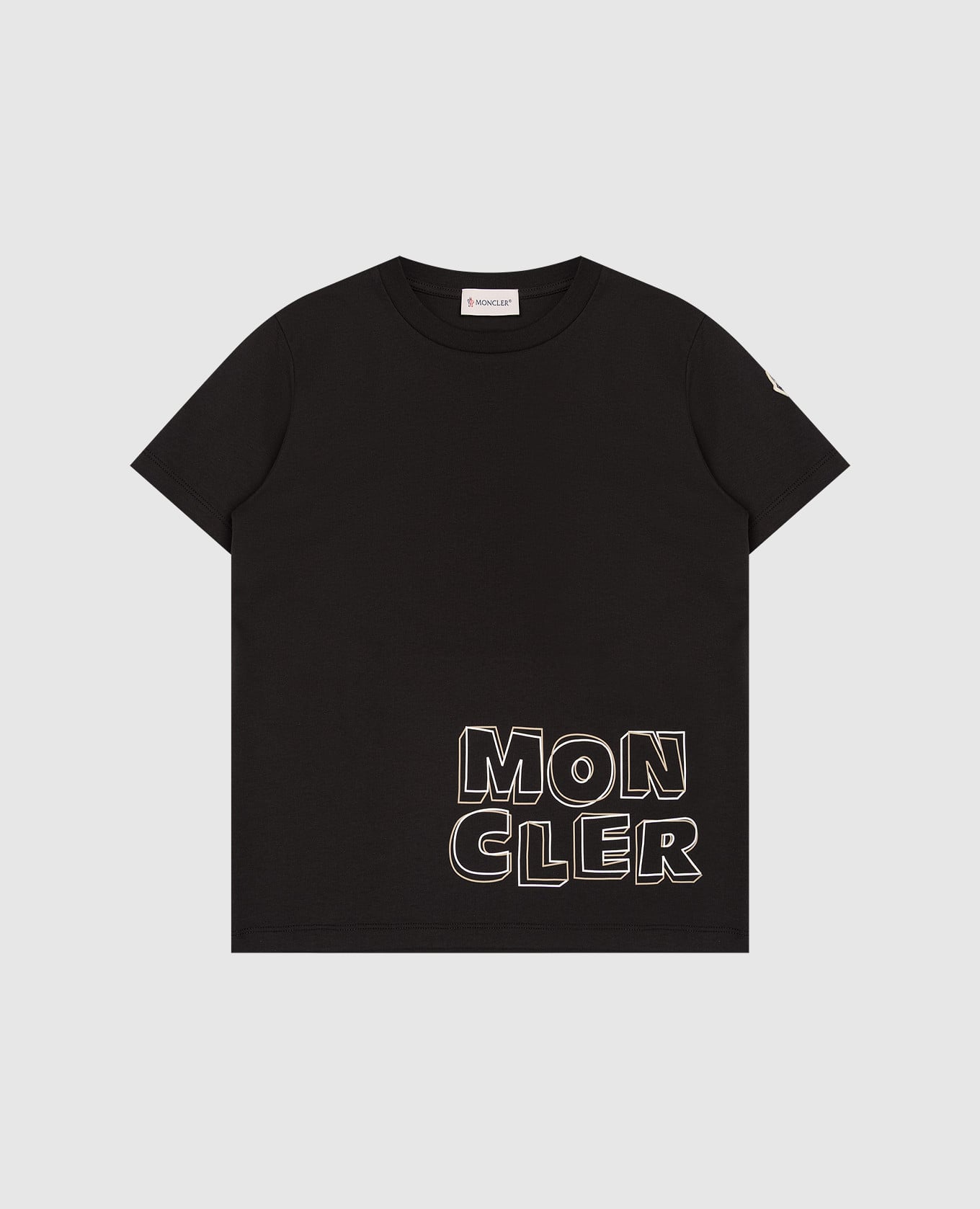 Детская черная футболка с принтом логотипа