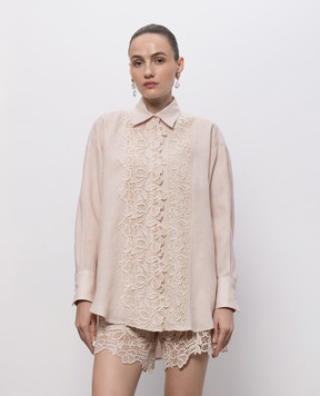 Ermanno Scervino Life Рожева сорочка з льону з мереживом D484K611GQI