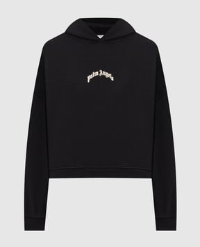 Palm Angels Чорне худі з принтом логотипа PWBB076S26FLE001