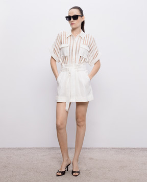 Christy Lynn Білий комбінезон Madeleine з льоном CLJS12N22