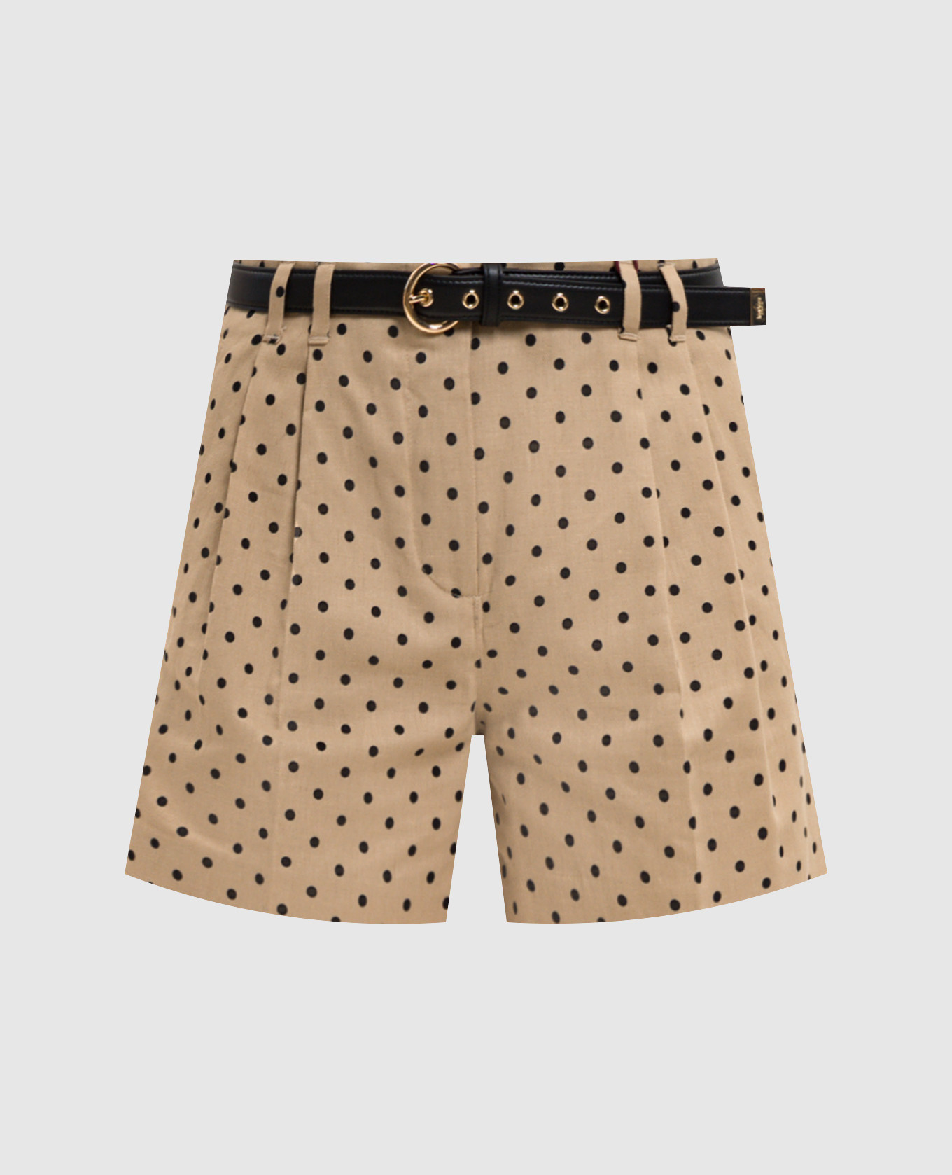 Коричневые шорты NOVELLA со льном в горох