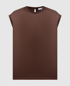 Brunello Cucinelli Коричневый топ из шелка MPC59EH500
