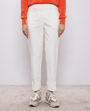 Peserico Білі вельветові штани з відворотами M04862T002076