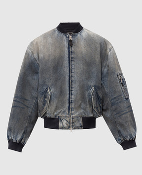 Balenciaga Синій джинсовий утеплений бомбер з вінтажним ефектом 850058TTW66