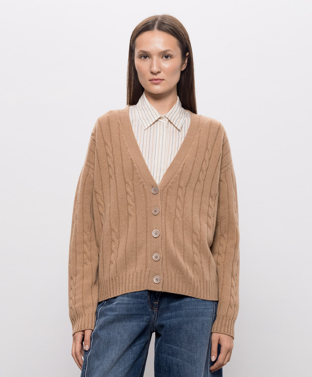 Peserico Бежевый кардиган с шерстью и шелком S99986F0709095 изображение 3