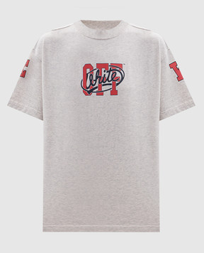 Off-White Бежевая меланжевая футболка с принтом логотипа 2FA00587T