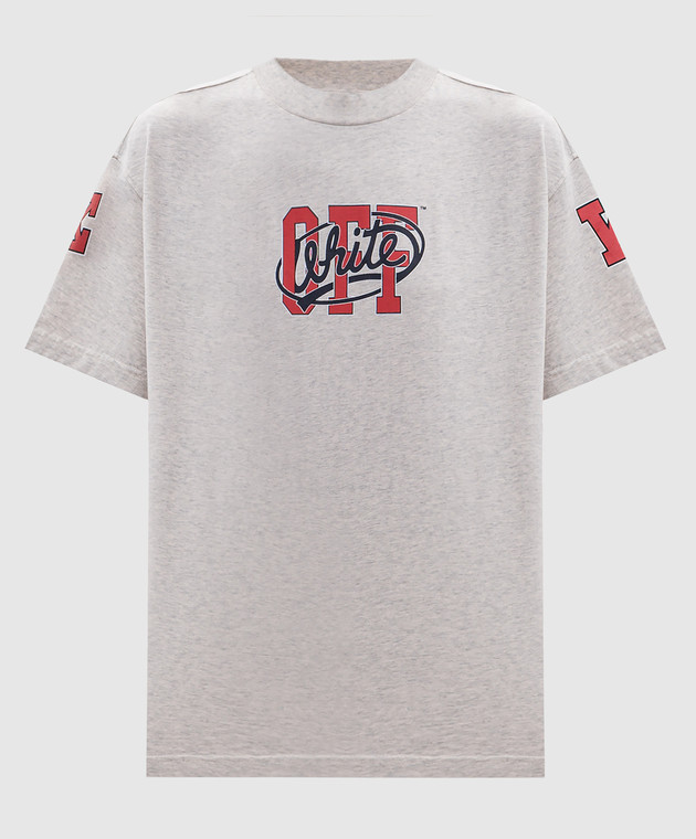 Off-White Бежевая меланжевая футболка с принтом логотипа 2FA00587T